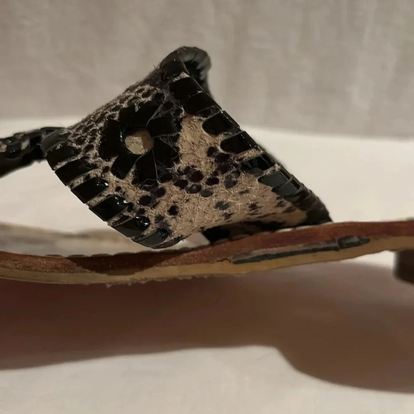 Jack Rogers Women's Snake Skin Tan Black Patent Sandals Flip Flops Size 8M - Picture 12 of 16